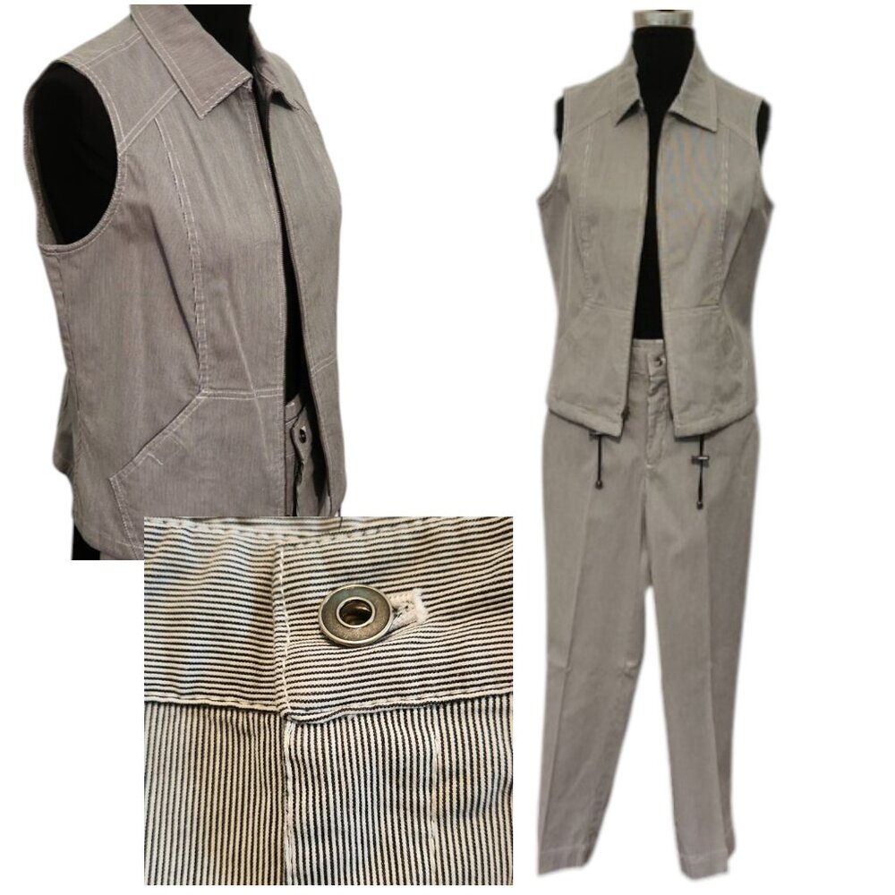 Vintage Rafaella Pinstripe 2-Piece Vest & Pants Set – Size 8/10